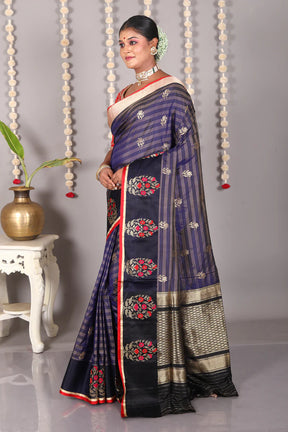 Deep Blue Pure Katan Silk Saree - Keya Seth Exclusive