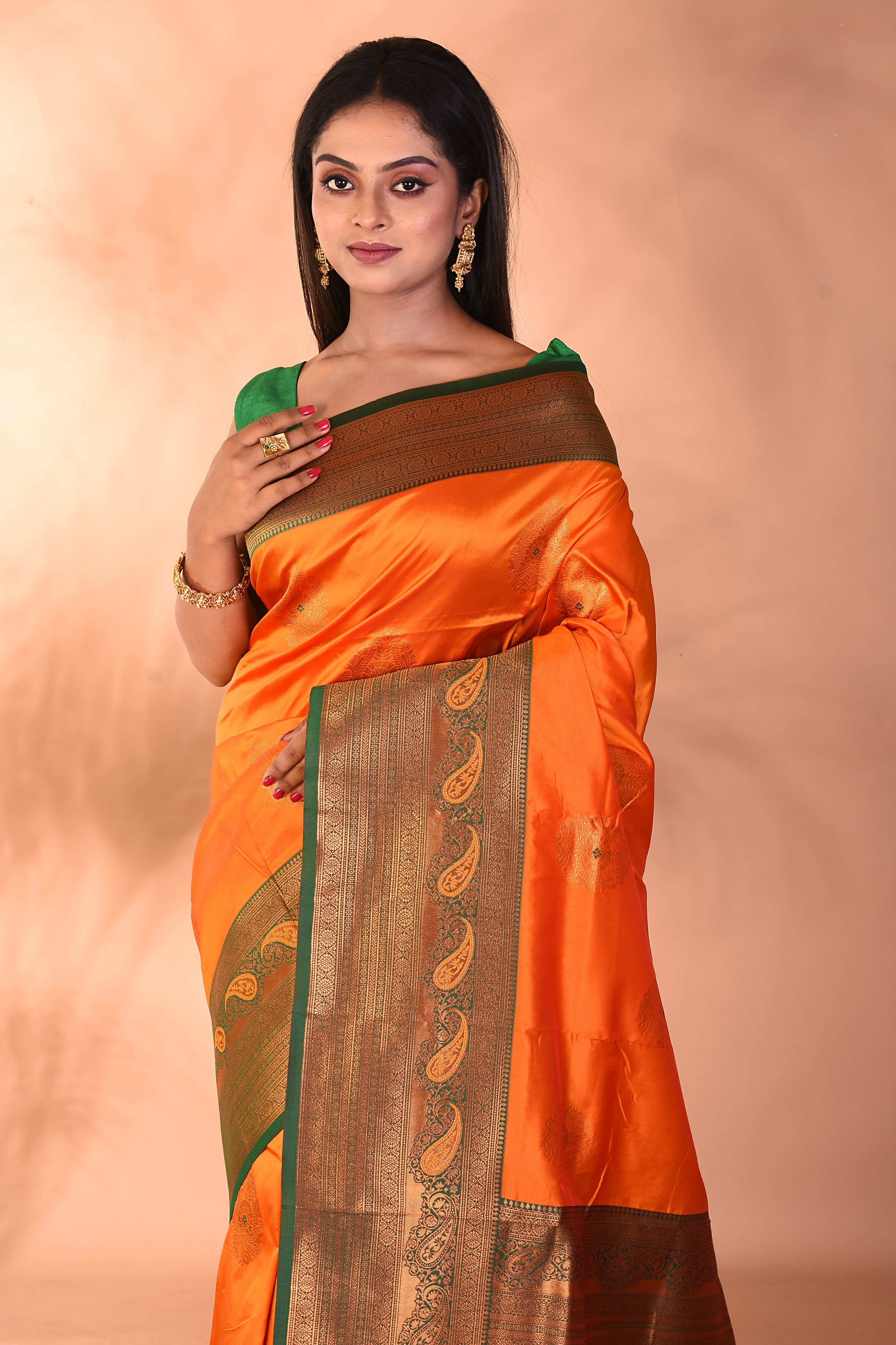 Mustard Mushroo Silk Saree - Keya Seth Exclusive