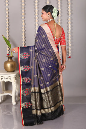 Deep Blue Pure Katan Silk Saree - Keya Seth Exclusive