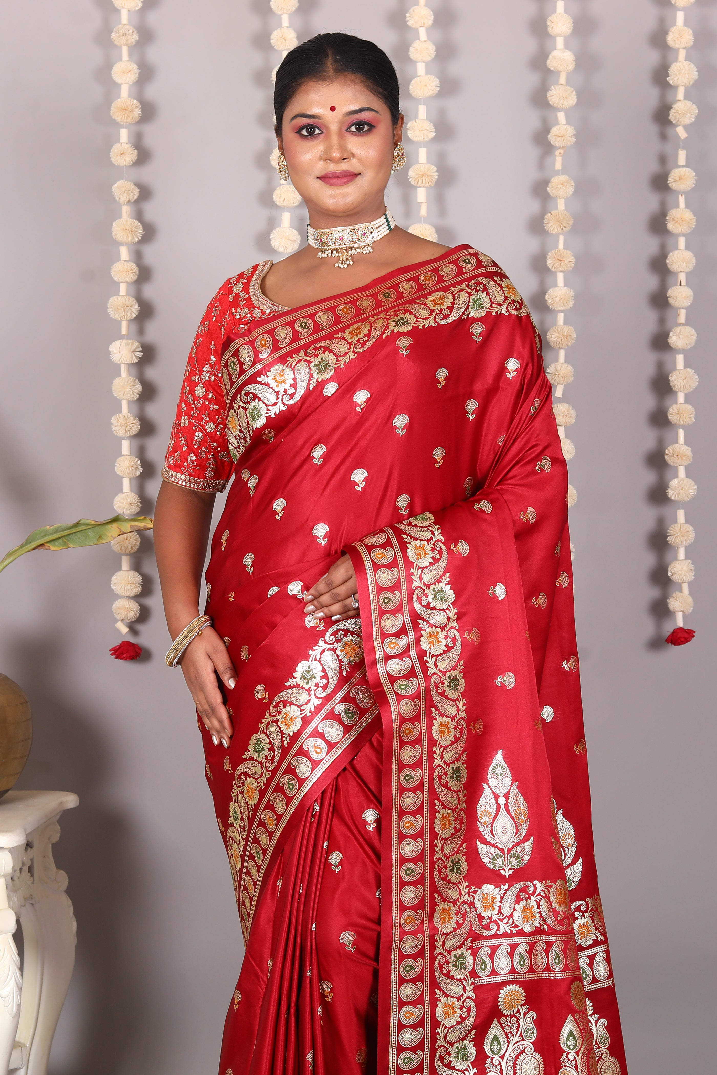 Maroon Pure Banarasi Silk Saree - Keya Seth Exclusive