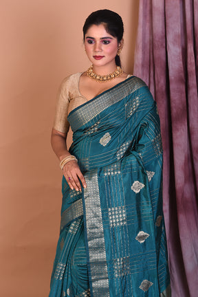 Rama Green Art Silk Saree with Zari Work - Keya Seth Exclusive