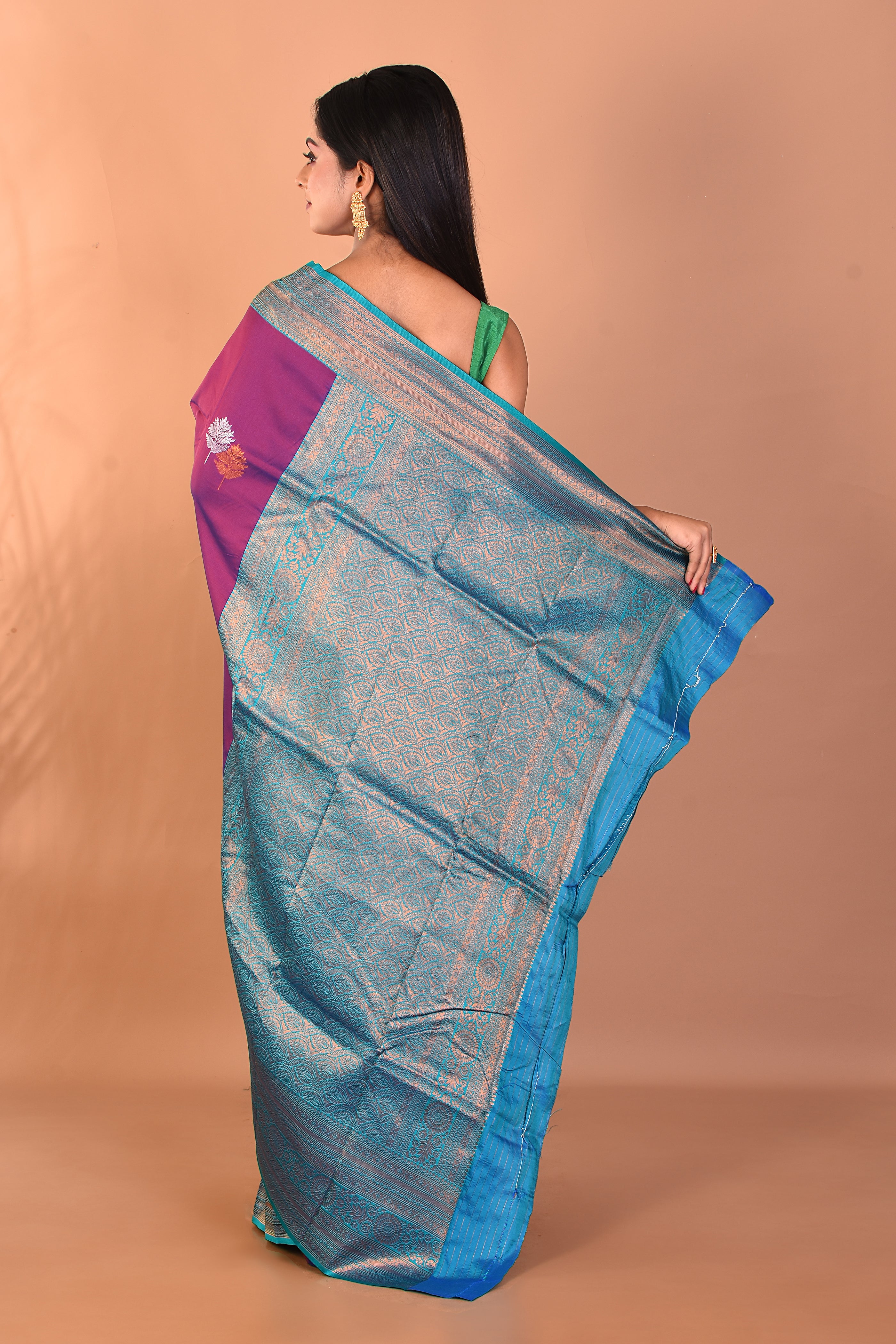 Dual Tone Purple Blended Katan Silk Saree - Keya Seth Exclusive