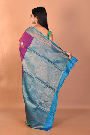 Dual Tone Purple Blended Katan Silk Saree - Keya Seth Exclusive