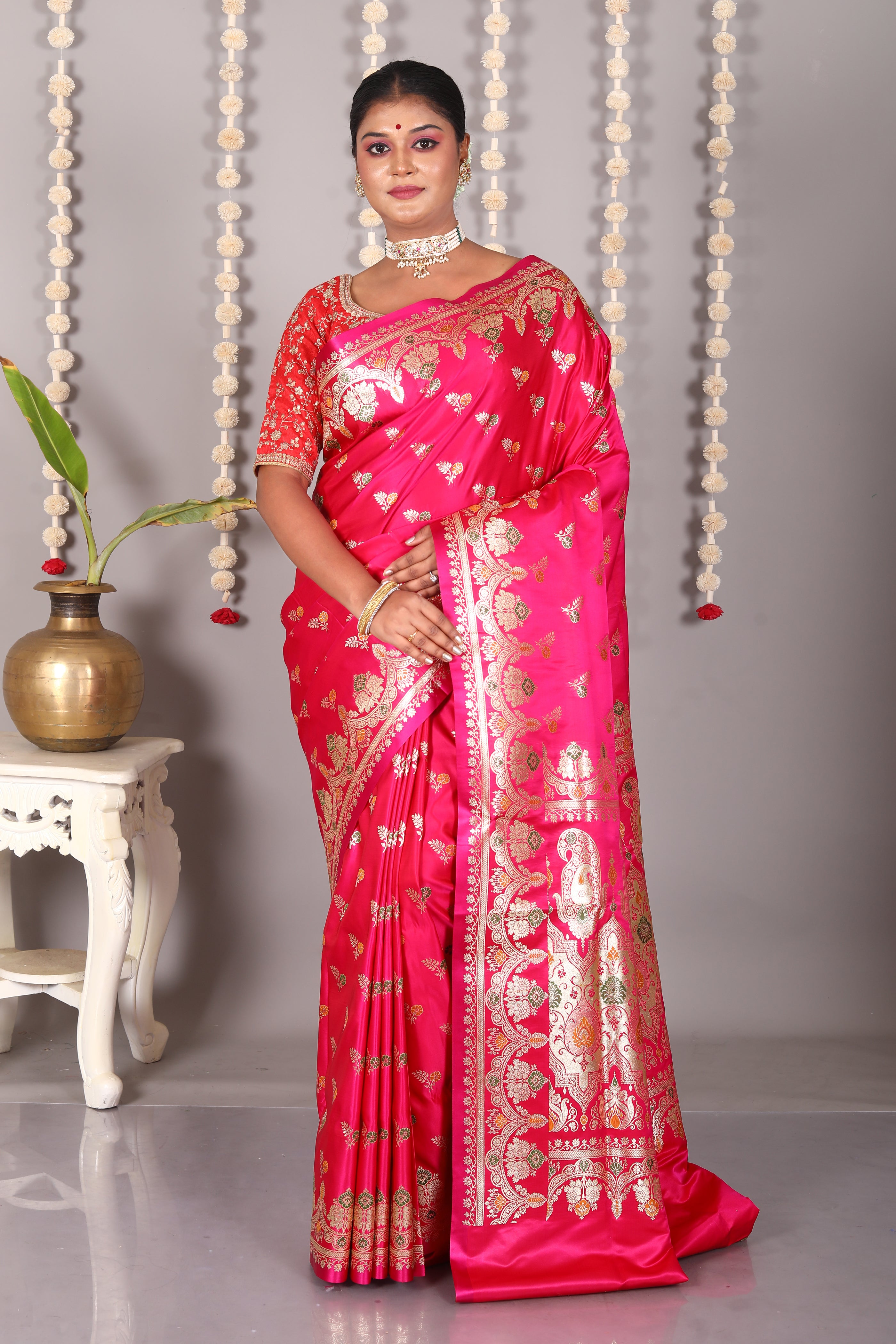 Pink Pure Banarasi Silk Saree - Keya Seth Exclusive
