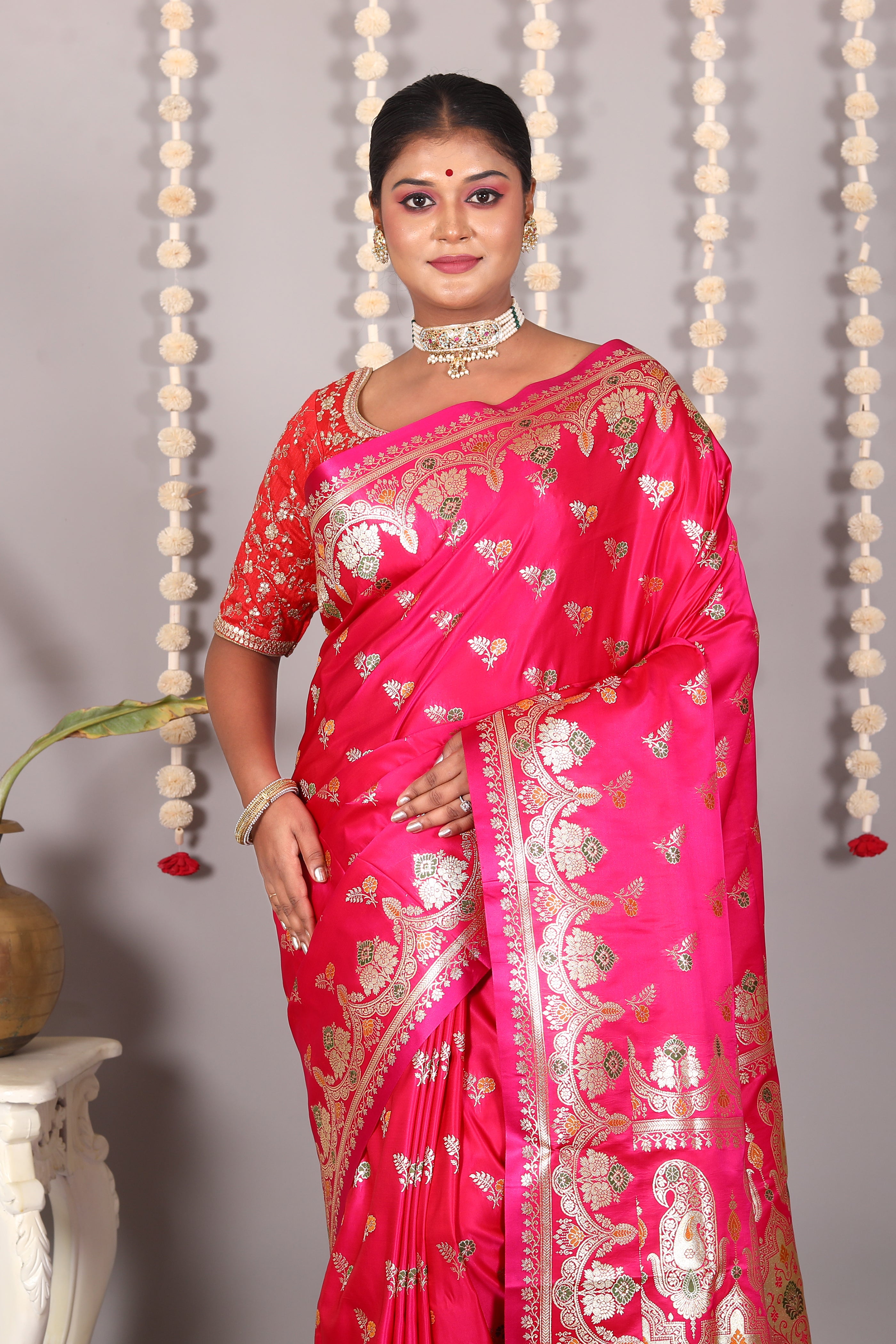 Pink Pure Banarasi Silk Saree - Keya Seth Exclusive
