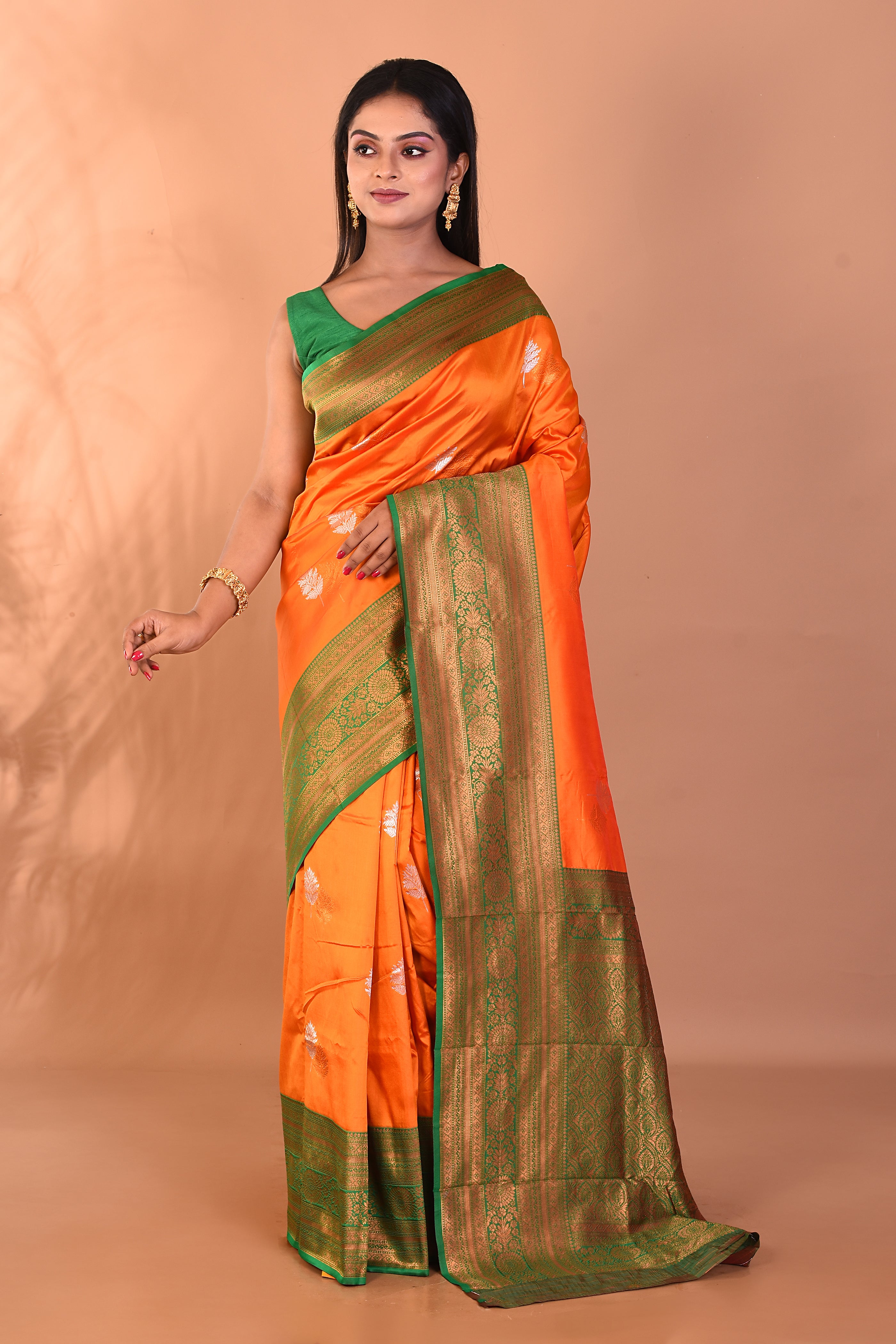 Orange Blended Kanjivaram Silk Saree - Keya Seth Exclusive