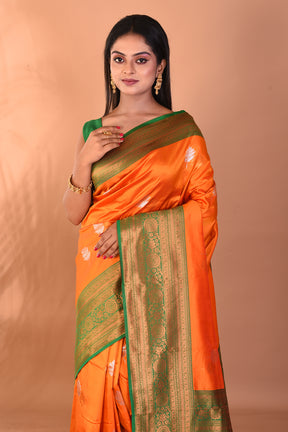 Orange Blended Kanjivaram Silk Saree - Keya Seth Exclusive