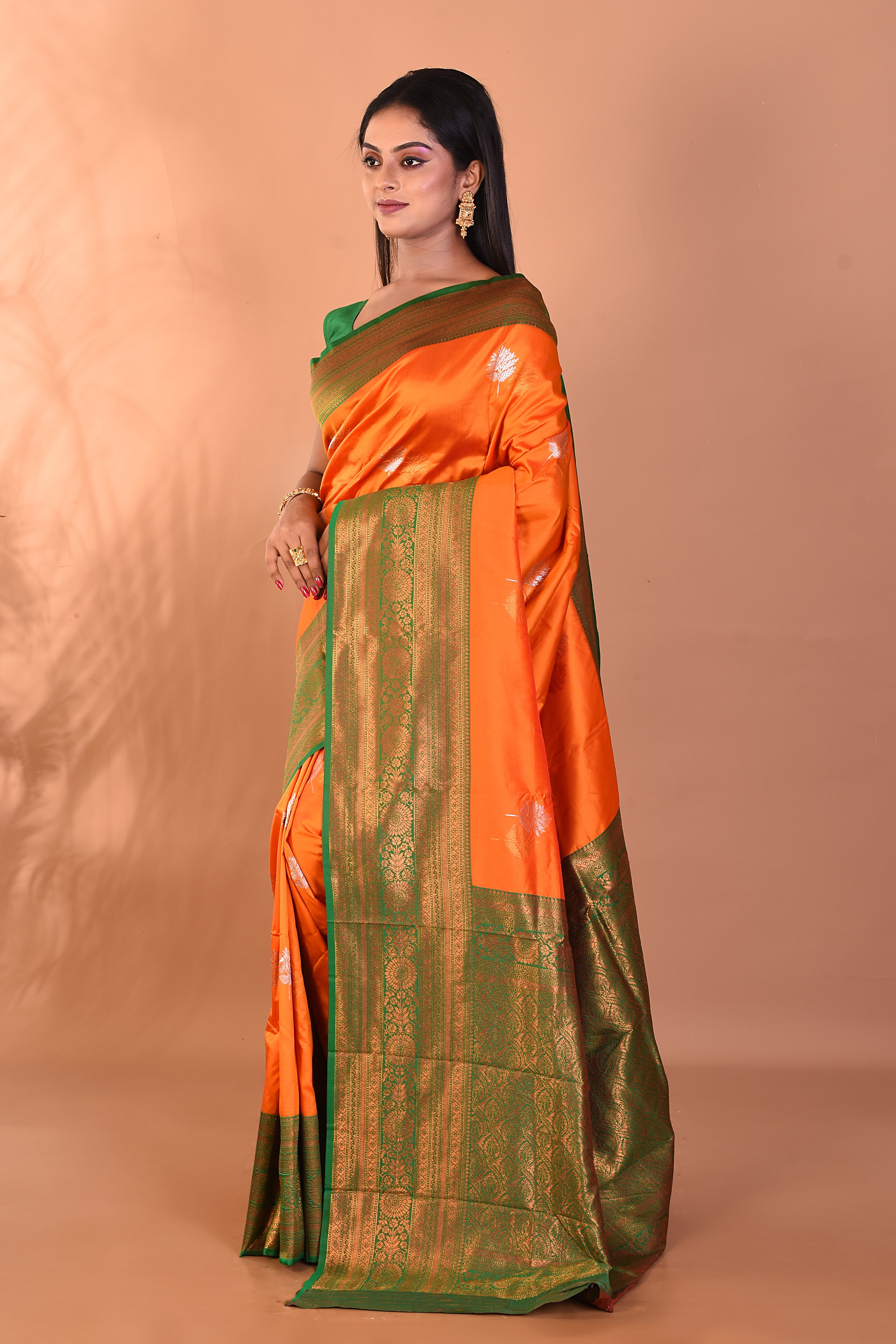 Orange Blended Kanjivaram Silk Saree - Keya Seth Exclusive