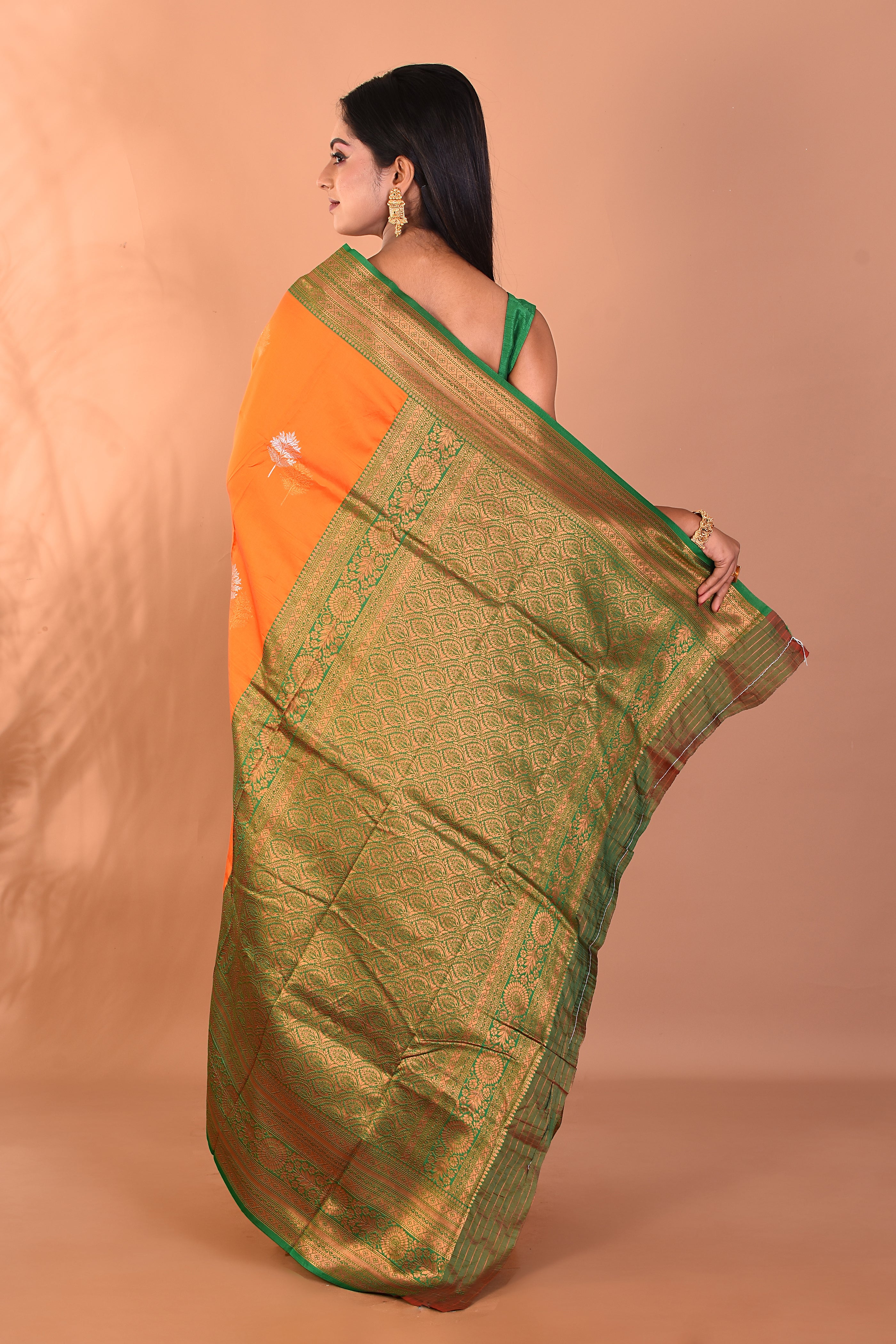 Orange Blended Kanjivaram Silk Saree - Keya Seth Exclusive