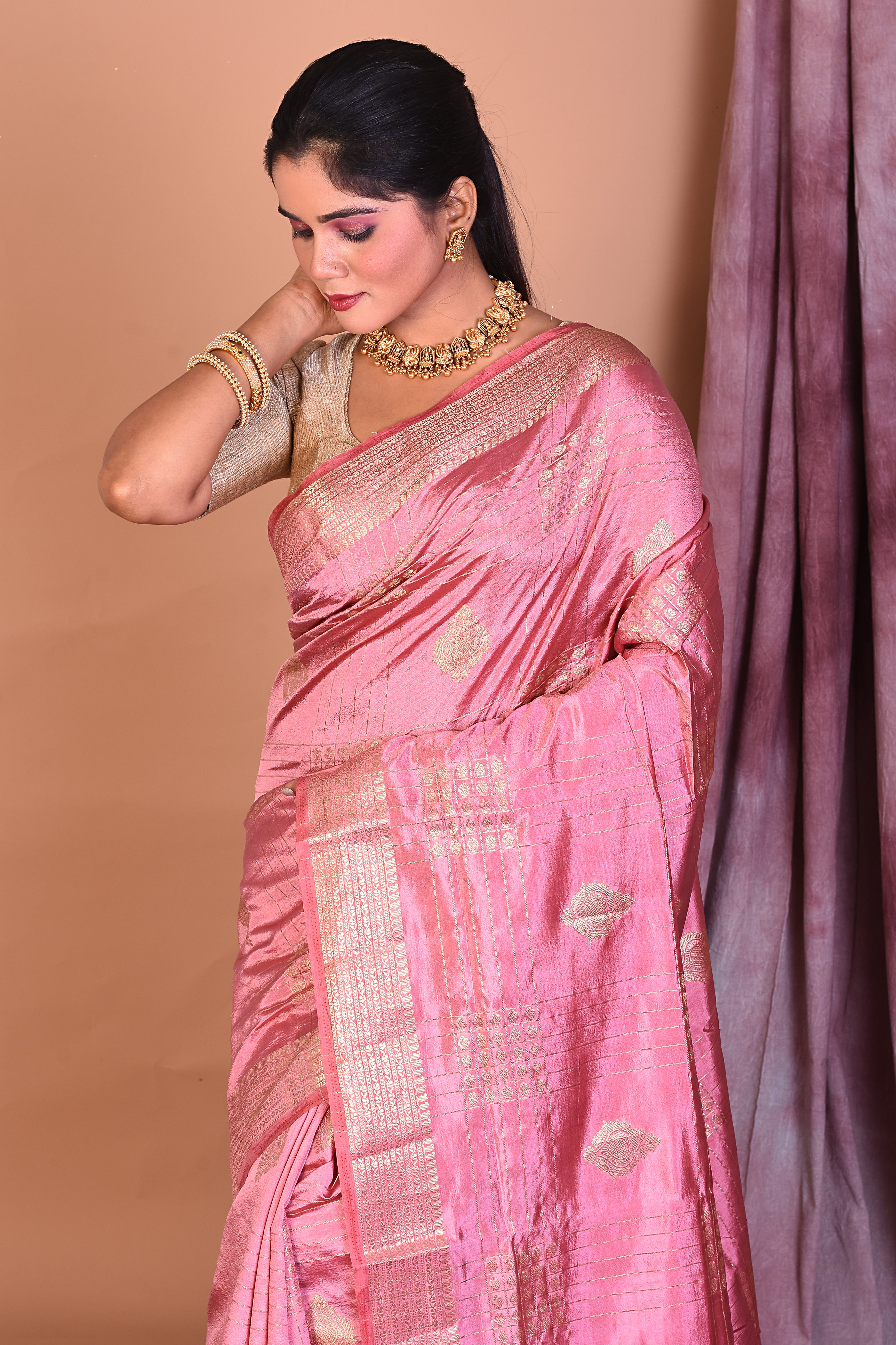 Pink Art Silk Saree with Zari Work - Keya Seth Exclusive