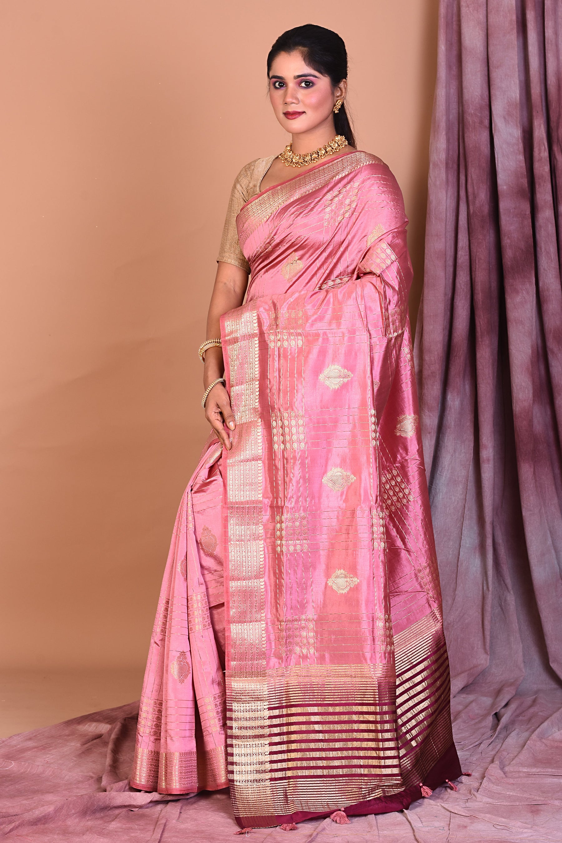 Pink Art Silk Saree with Zari Work - Keya Seth Exclusive