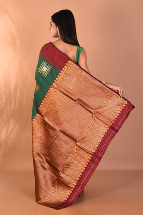 Bottle Green Blended Kanjivaram Silk Saree - Keya Seth Exclusive