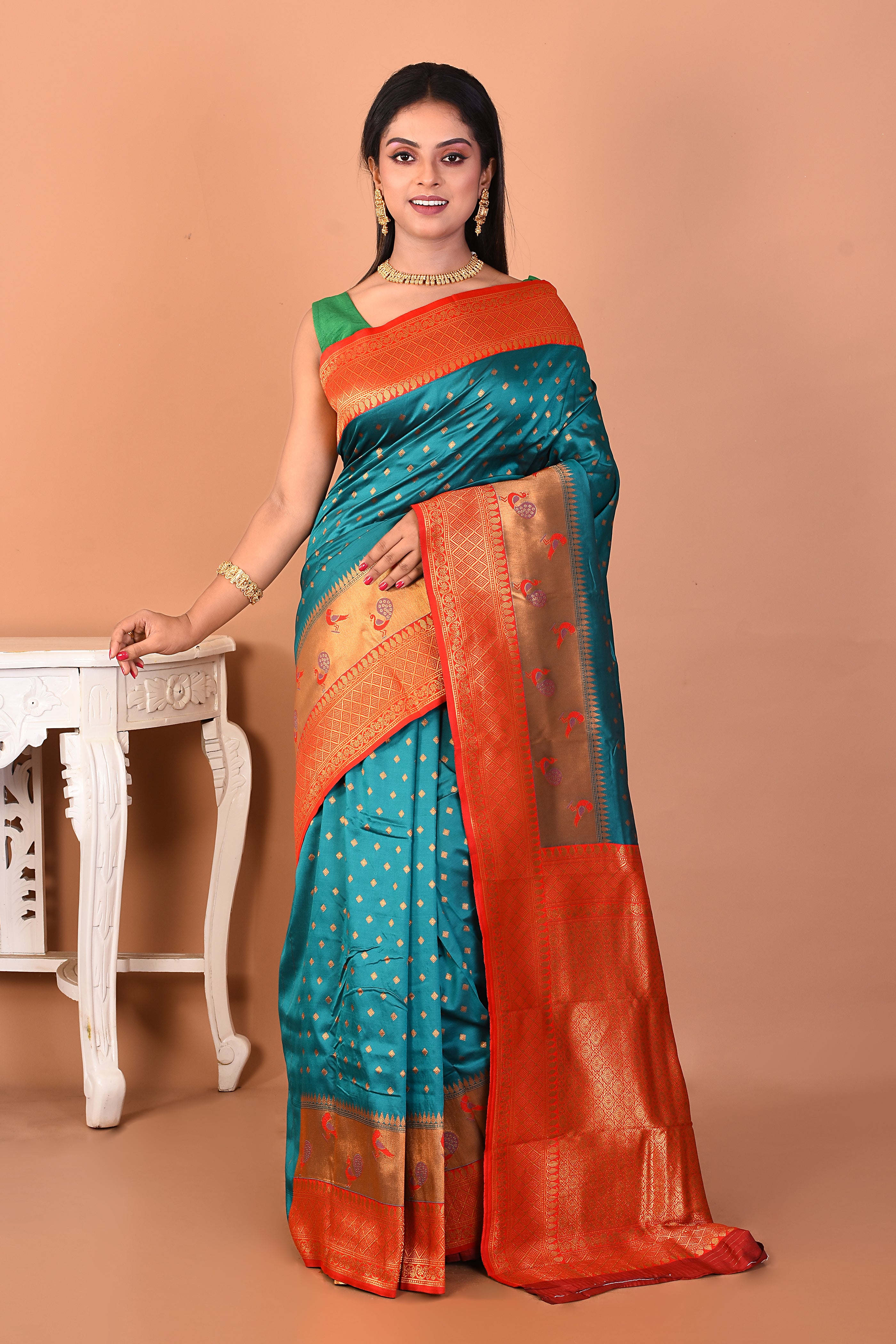 Rama Green Blended Paithani Silk Saree - Keya Seth Exclusive
