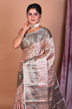 Load image into Gallery viewer, Peach Blended Dupion Silk Saree with Paisley Motif - Keya Seth Exclusive
