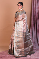 Load image into Gallery viewer, Peach Blended Dupion Silk Saree with Paisley Motif - Keya Seth Exclusive
