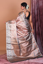 Load image into Gallery viewer, Peach Blended Dupion Silk Saree with Paisley Motif - Keya Seth Exclusive
