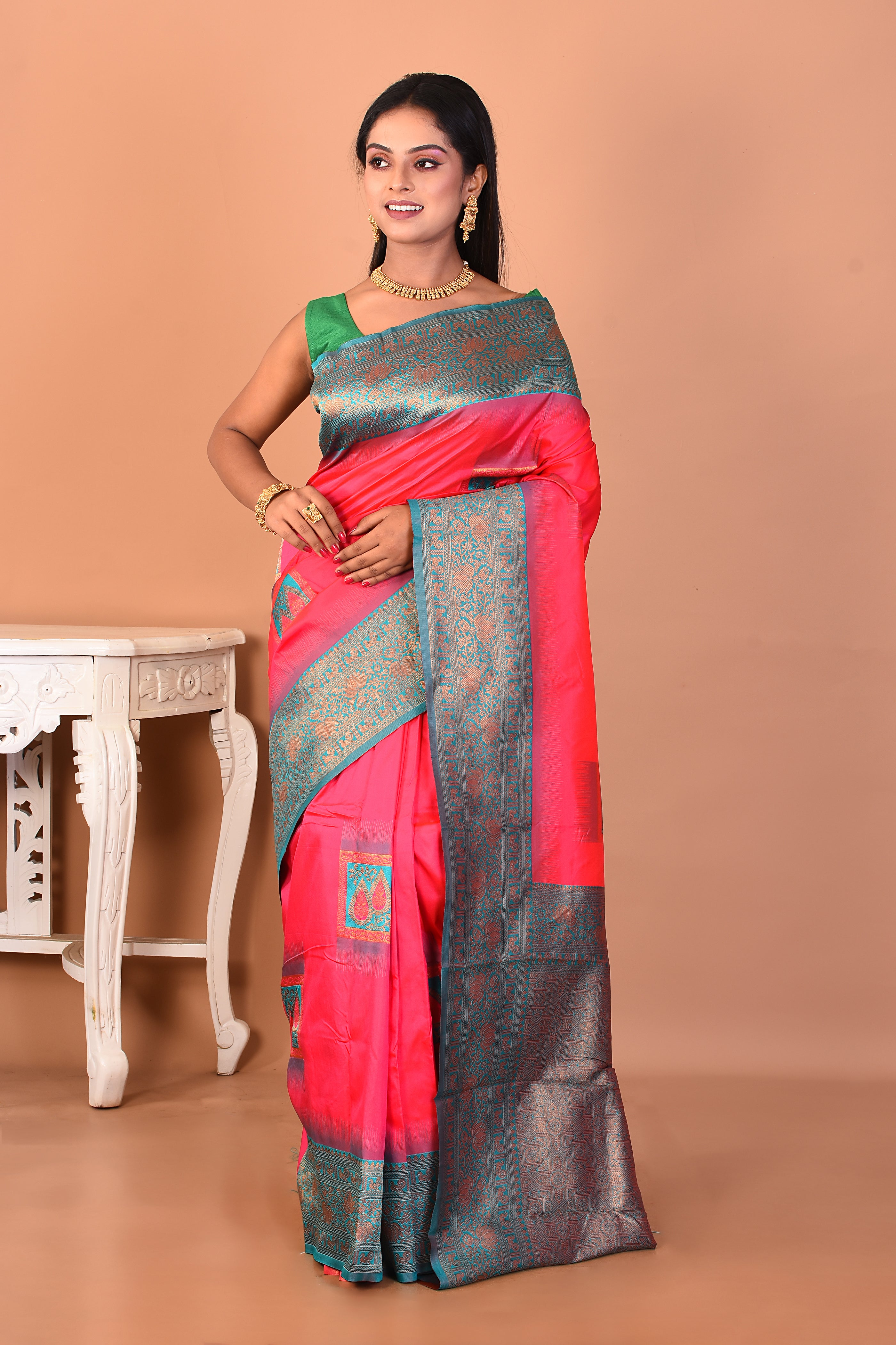 Pink Blended Kanjivaram Silk Saree - Keya Seth Exclusive
