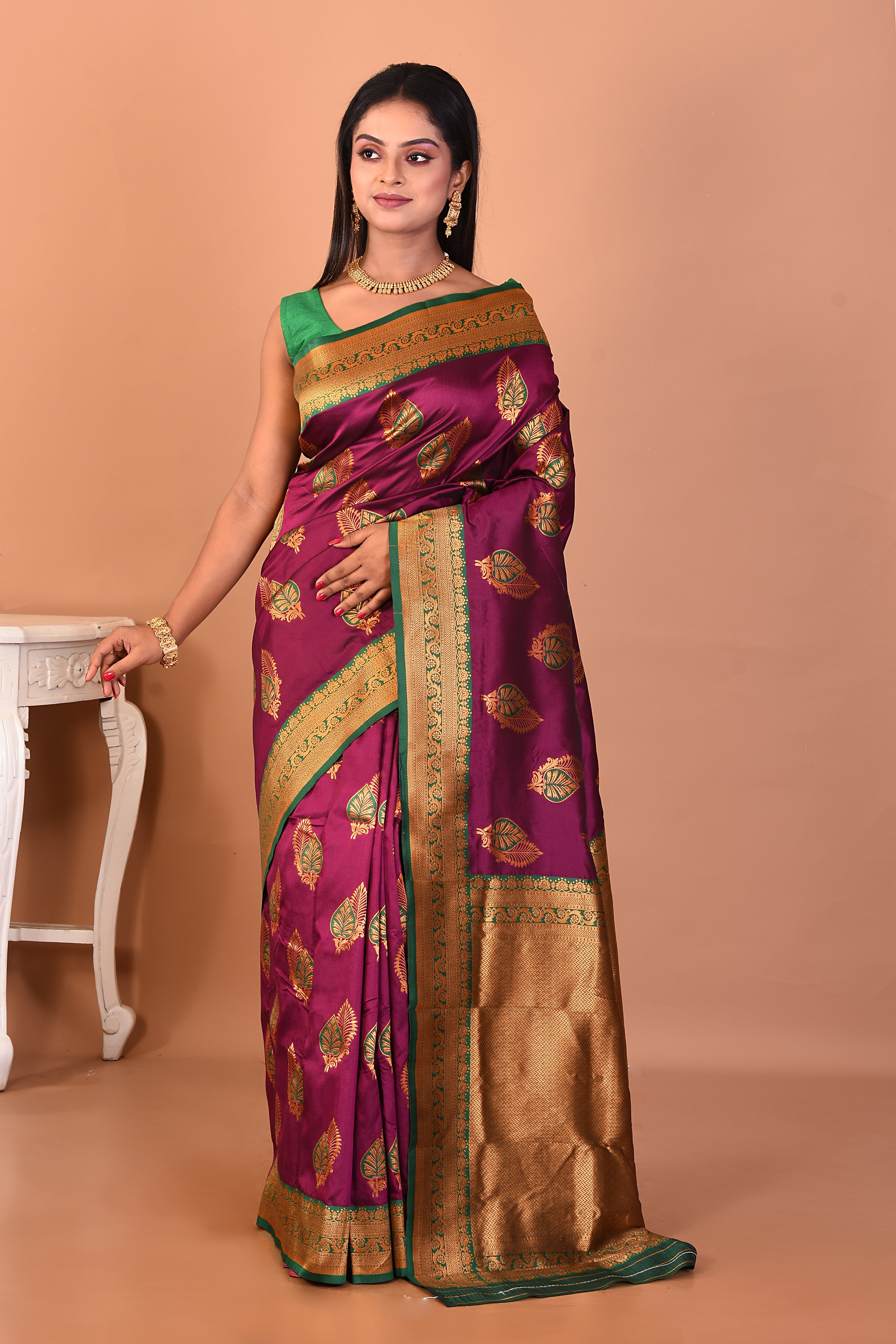 Purple Blended Katan Silk Saree - Keya Seth Exclusive