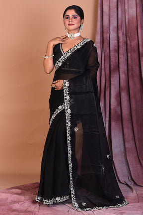 Black Jimmy Choo Saree with Stonework - Keya Seth Exclusive