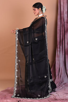 Black Jimmy Choo Saree with Stonework - Keya Seth Exclusive