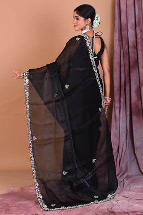 Black Jimmy Choo Saree with Stonework - Keya Seth Exclusive