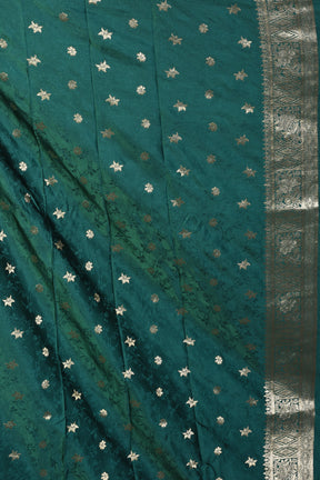 Dark Green Blended Silk Saree with Golden Zari - Keya Seth Exclusive