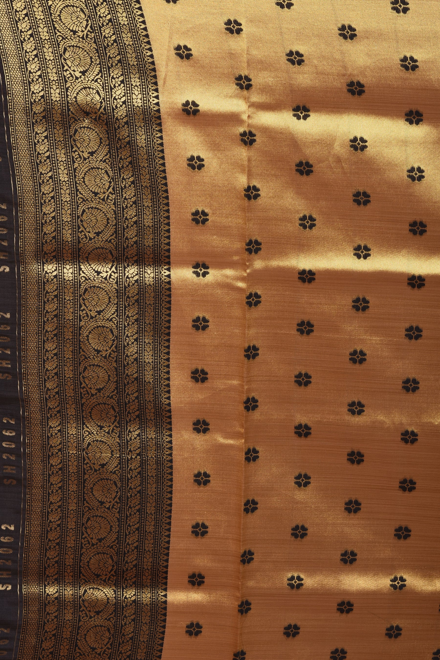 Golden Blended Organza Saree with Black Border - Keya Seth Exclusive