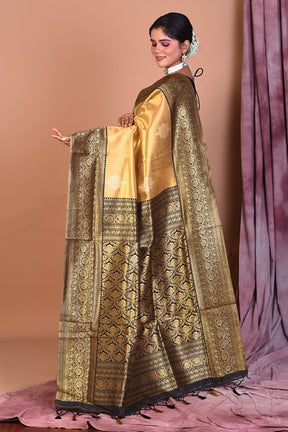 Golden Blended Organza Saree with Black Border - Keya Seth Exclusive