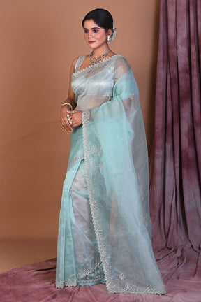 Sea Green Jimmy Choo Saree with Stonework - Keya Seth Exclusive