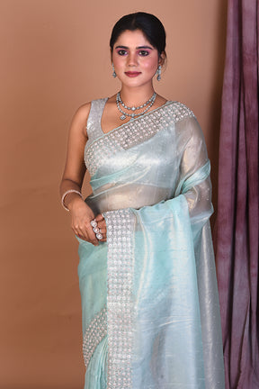 Sea Green Jimmy Choo Saree with Stonework - Keya Seth Exclusive