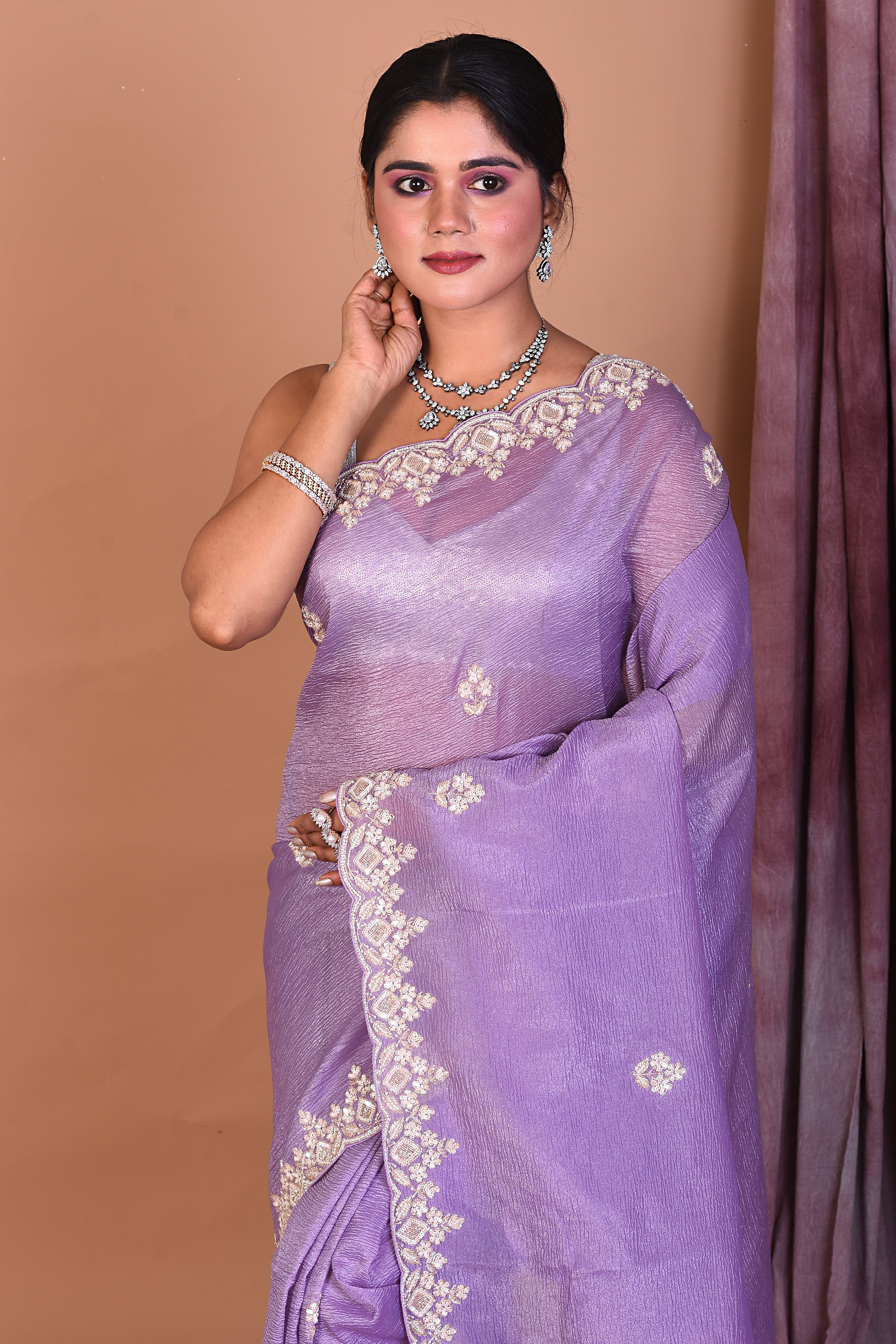 Purple Jimmy Choo Saree with Stonework - Keya Seth Exclusive