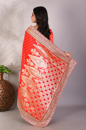 Red Pure Katan Banarasi Saree - Keya Seth Exclusive