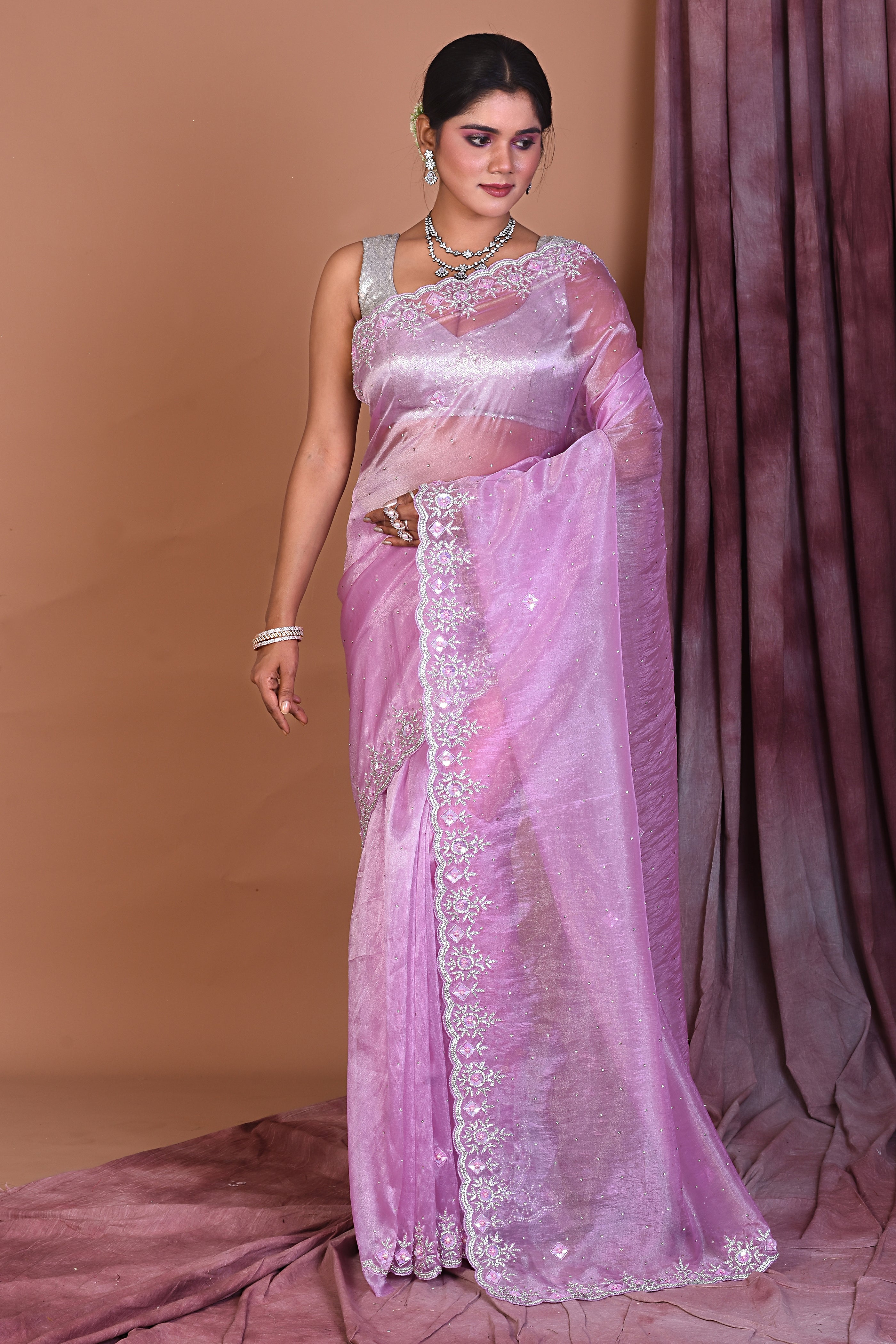 Pink Jimmy Choo Saree with Stonework - Keya Seth Exclusive