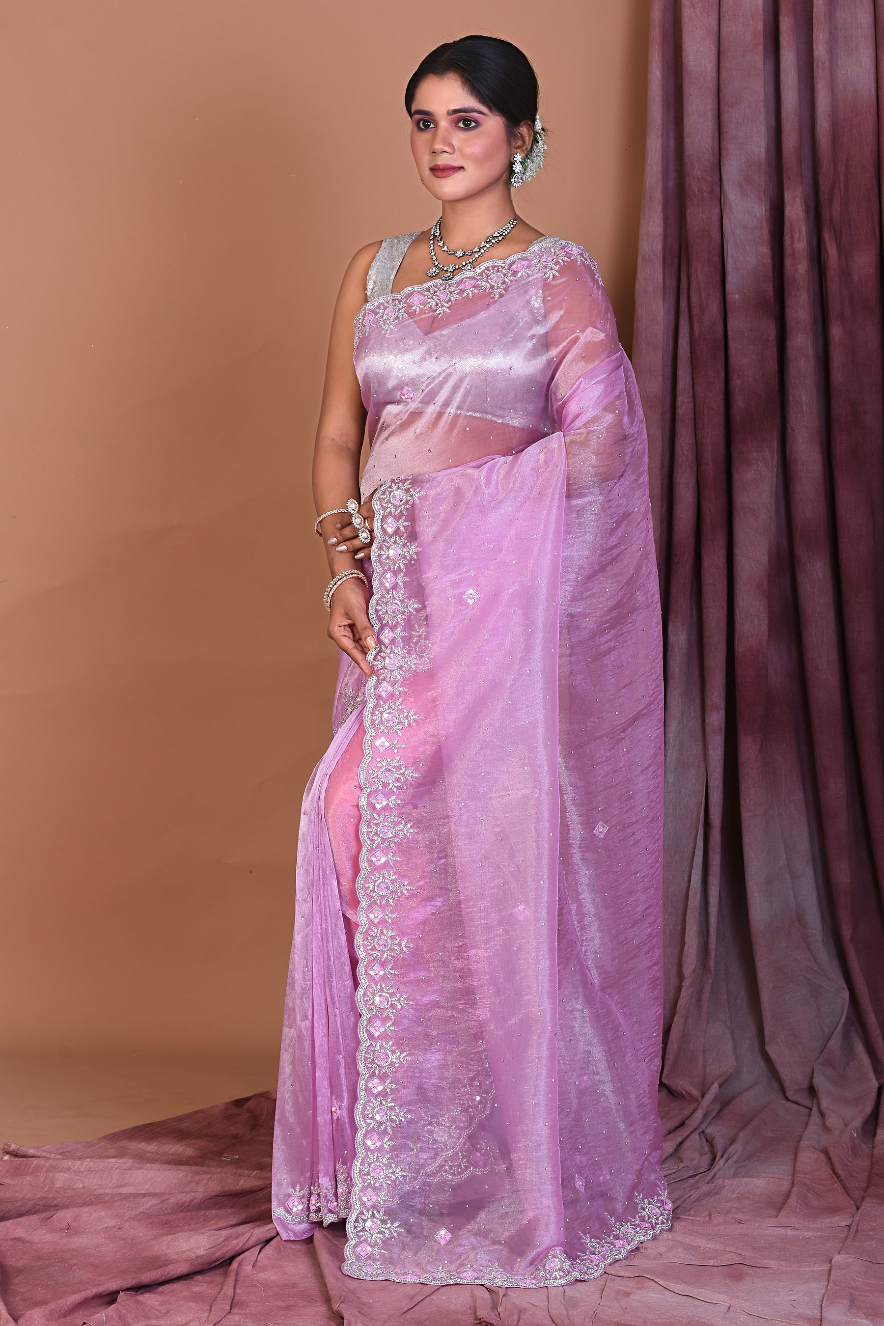 Pink Jimmy Choo Saree with Stonework - Keya Seth Exclusive