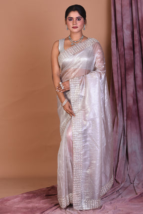 Light Pink Jimmy Choo Saree with Stonework - Keya Seth Exclusive