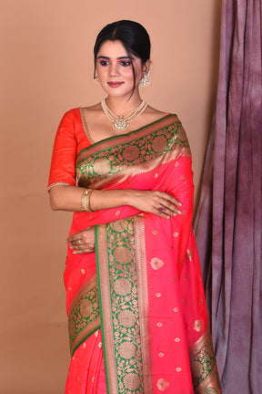 Designer Rani Art Silk Saree with Green Borders - Keya Seth Exclusive