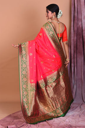 Designer Rani Art Silk Saree with Green Borders - Keya Seth Exclusive