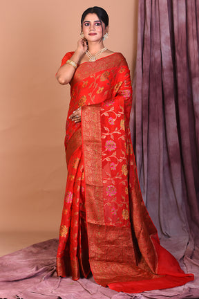 Red Pure Khaddi Georgette Saree - Keya Seth Exclusive