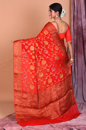 Red Pure Khaddi Georgette Saree - Keya Seth Exclusive