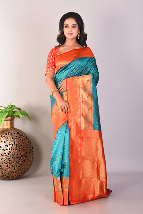 Rama Green Blended Kanjivaram Silk Saree - Keya Seth Exclusive
