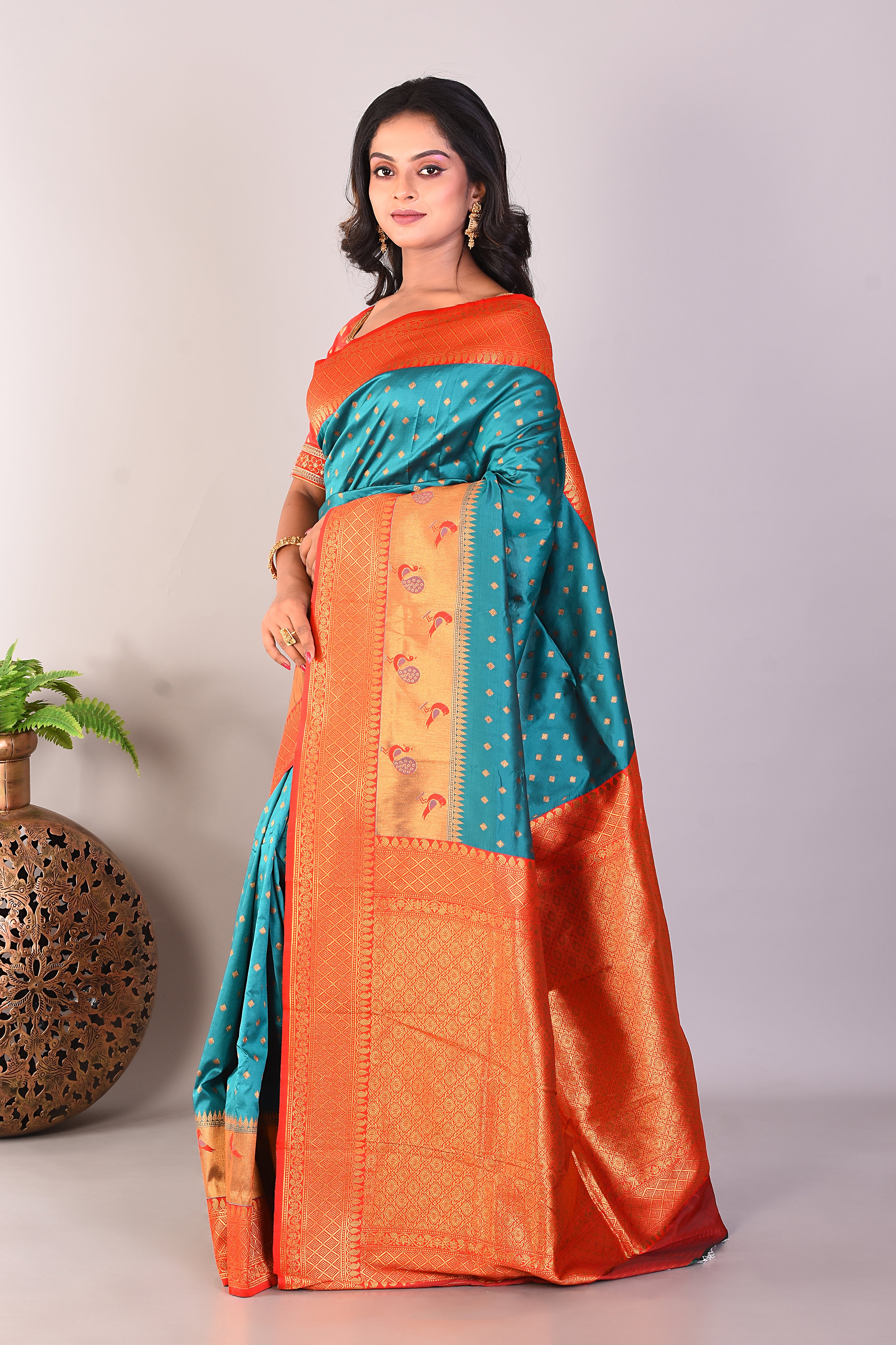 Rama Green Blended Kanjivaram Silk Saree - Keya Seth Exclusive