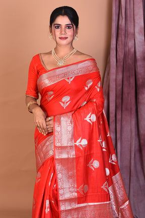 Red Blended Katan Saree with Golden Zari - Keya Seth Exclusive