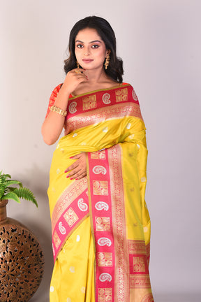 Lemon Blended Katan Silk Saree - Keya Seth Exclusive