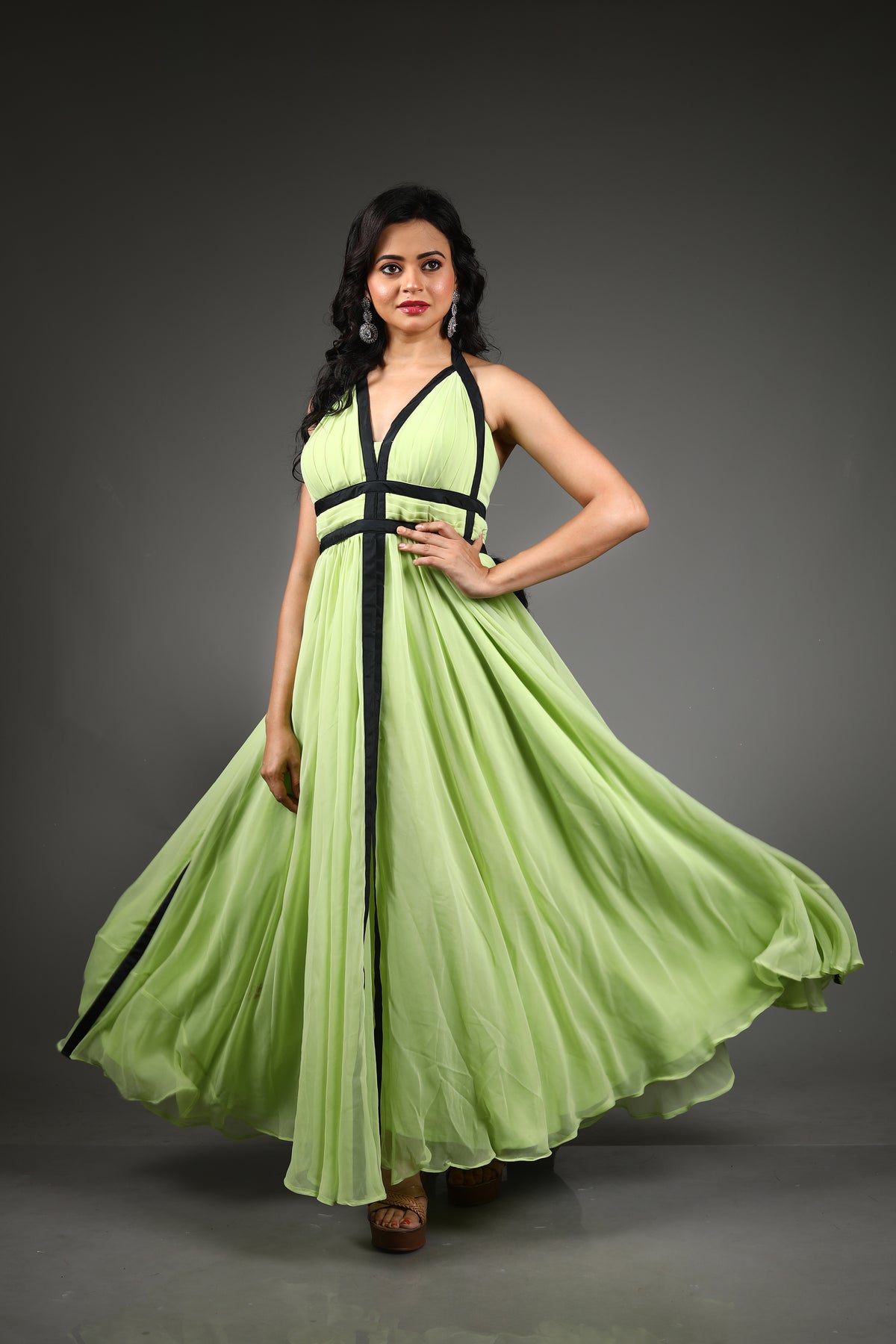 Light Green Georgette Long Gown