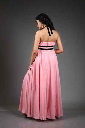 Baby Pink Georgette Long Gown