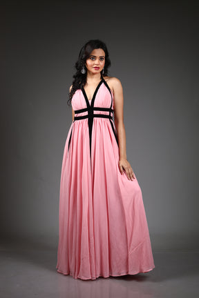 Baby Pink Georgette Long Gown