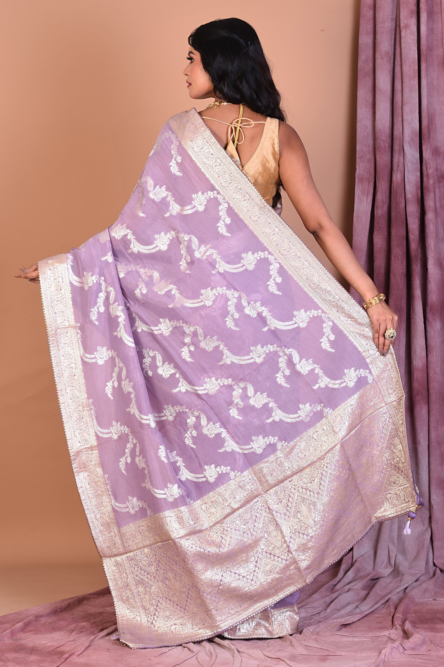 Mauve Blended Georgette Saree with Jalwork - Keya Seth Exclusive