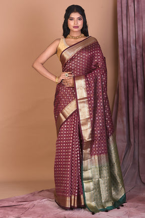 Wine Art Silk Saree with Zari Work - Keya Seth Exclusive