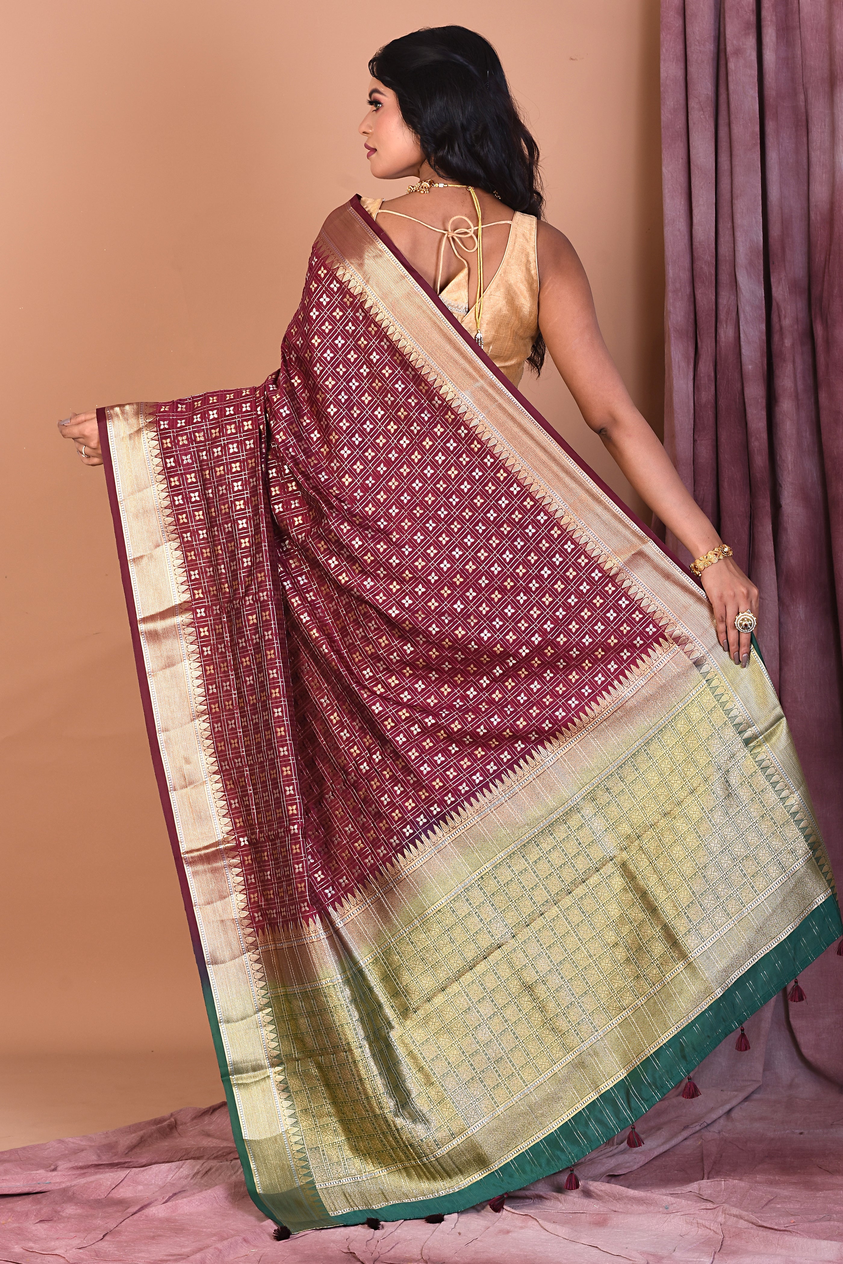 Wine Art Silk Saree with Zari Work - Keya Seth Exclusive