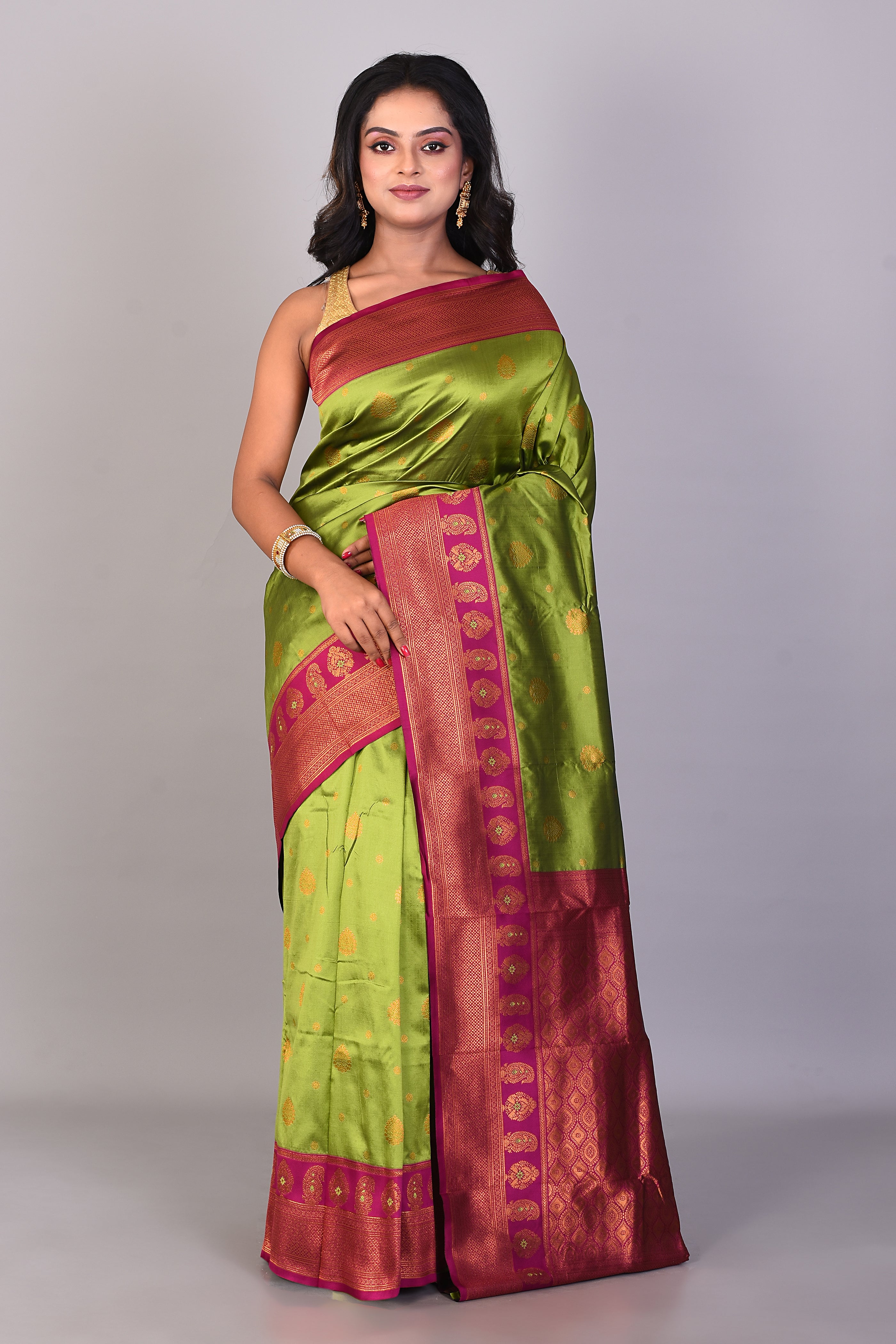 Green Mushroo Silk Saree - Keya Seth Exclusive